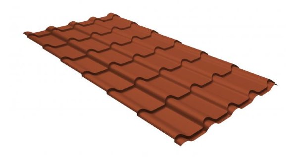 Металлочерепица камея GL 0,5 GreenCoat Pural RR 750 кирпично-красный (RAL 8004 терракота) купить в Полярных Зорях