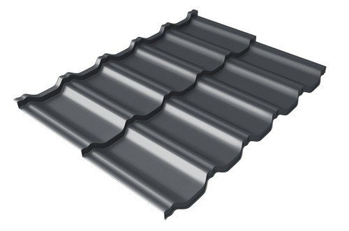 Металлочерепица модульная Квинта Uno Grand Line c 3D резом 0,5 Quarzit lite RAL 7024 мокрый асфальт купить в Полярных Зорях