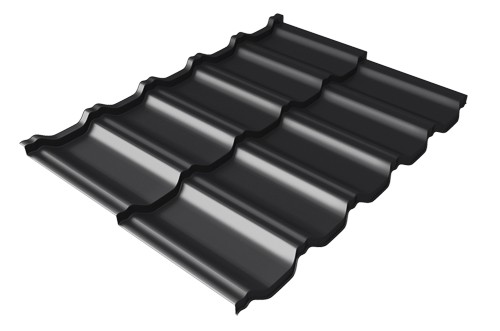 Металлочерепица модульная Квинта Uno Grand Line c 3D резом 0,5 GreenСoat Pural Matt RR 33 черный (RAL 9005 черный) купить в Полярных Зорях