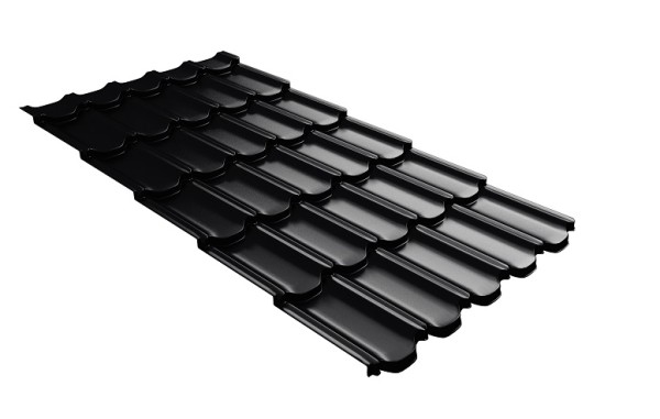 Металлочерепица квинта плюс с 3D резом 0,5 Quarzit lite RAL 9005 черный купить в Полярных Зорях