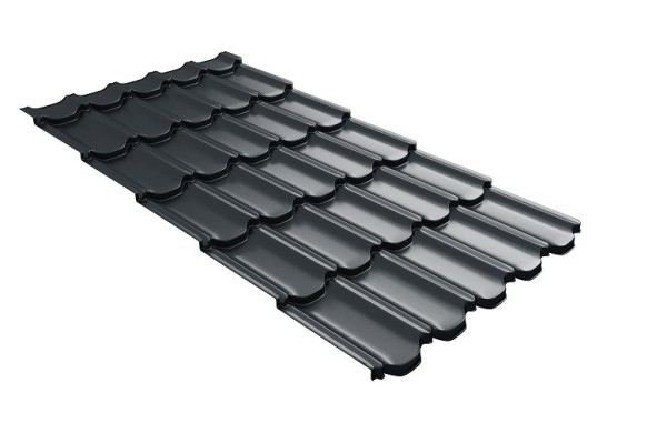 Металлочерепица квинта плюс с 3D резом 0,5 Satin RAL 7016 антрацитово-серый купить в Полярных Зорях