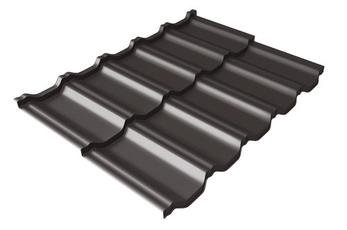 Металлочерепица модульная Квинта Uno Grand Line c 3D резом 0,5 Satin RR 32 темно-коричневый купить в Полярных Зорях