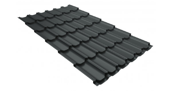 Металлочерепица квинта плюс 0,5 GreenCoat Pural Matt RR 23 темно-серый (RAL 7024 мокрый асфальт) купить в Полярных Зорях